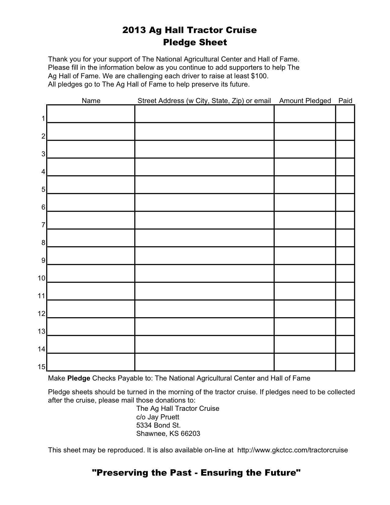 pledge form template pdf